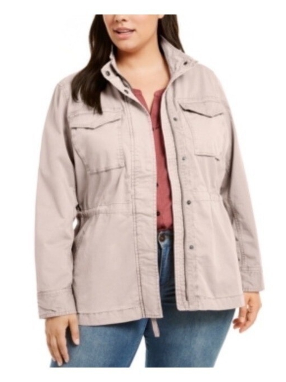Style & CoDrawstring-Waist Field Jacket Size XXL New Mocha Rose